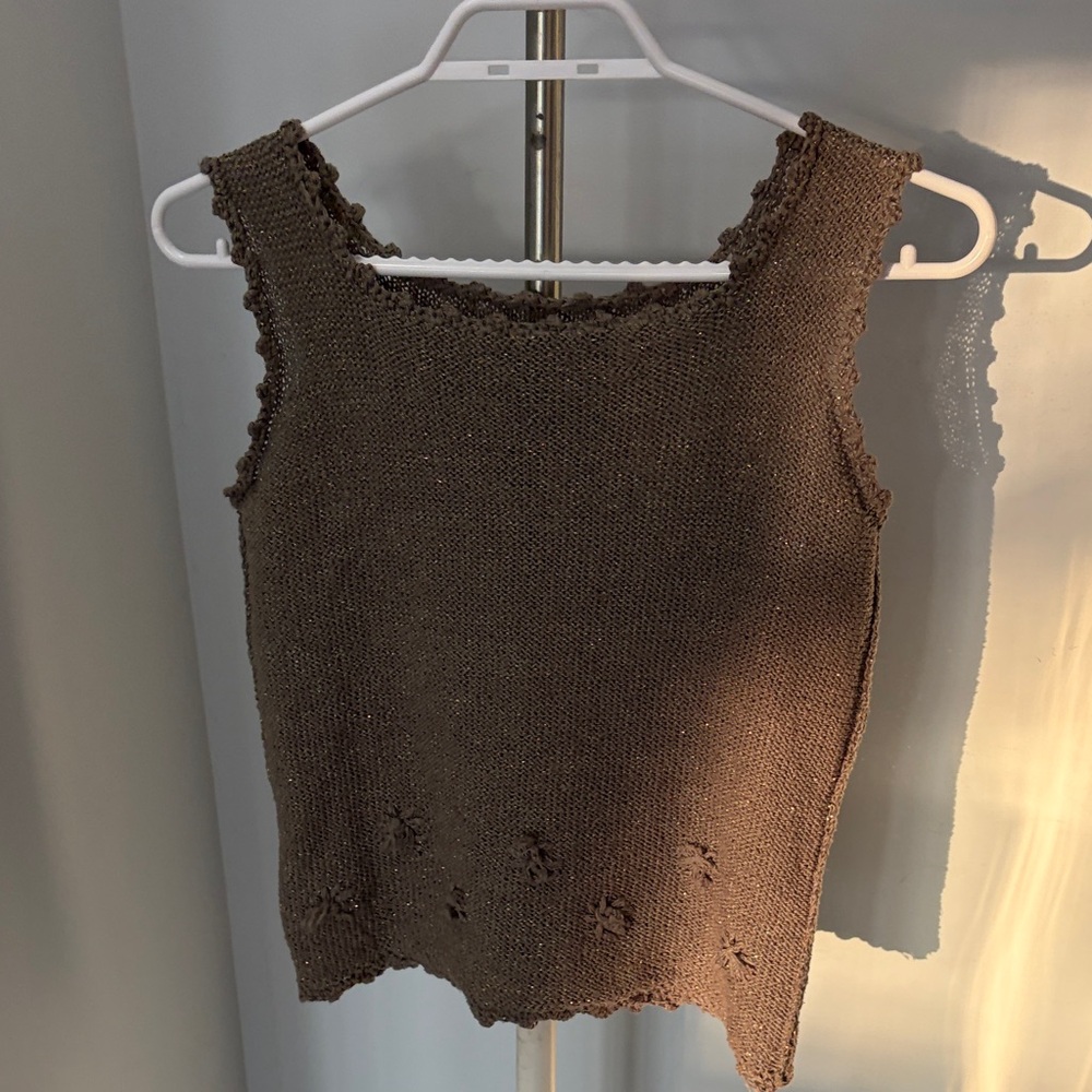 Sparkly Olive Knit tank top